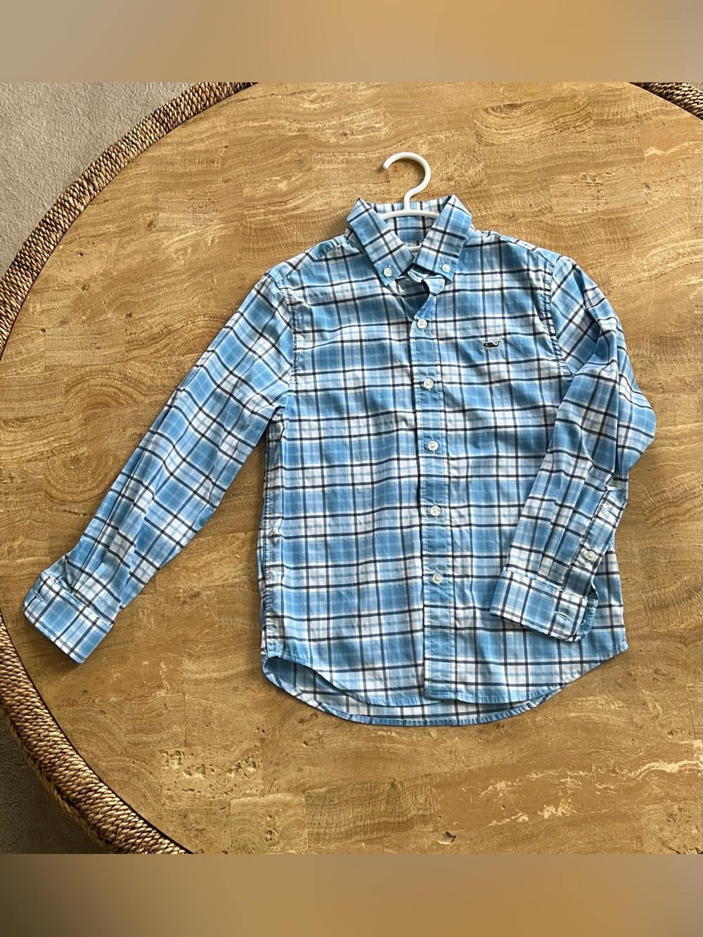 Vineyard Vines Shep & Ian Blue Plaid Button-Down Whale Shirt Size 6 Performance